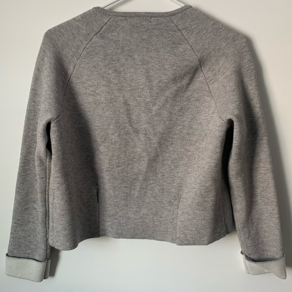 TAHARI Heather Gray Short Cuffed Sleeve Open Cardigan - Picture 5 of 8